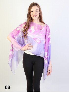 Reversible Pearl Chiffon Top with Pastel Flowers